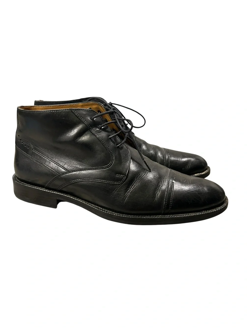 Johnston & Murphy Signature Series Cap Toe Sheep Skin Leather Ankle Boots 10